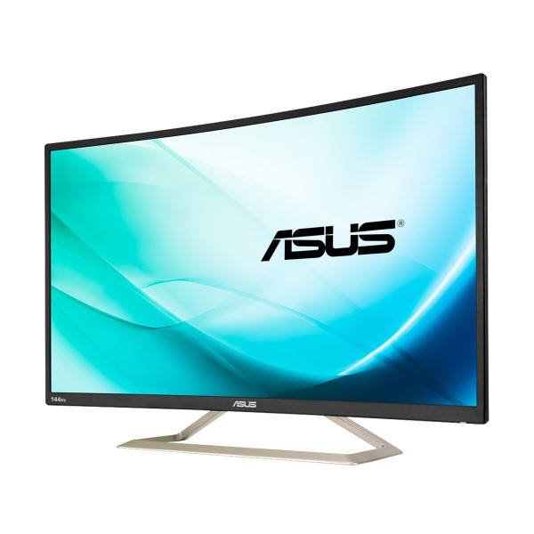 ASUS VA326H 31.5 Inch FHD Monitor showcasing its curved design and features
